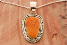 Artie Yellowhorse Genuine Spiny Oyster Sterling Silver Pendant